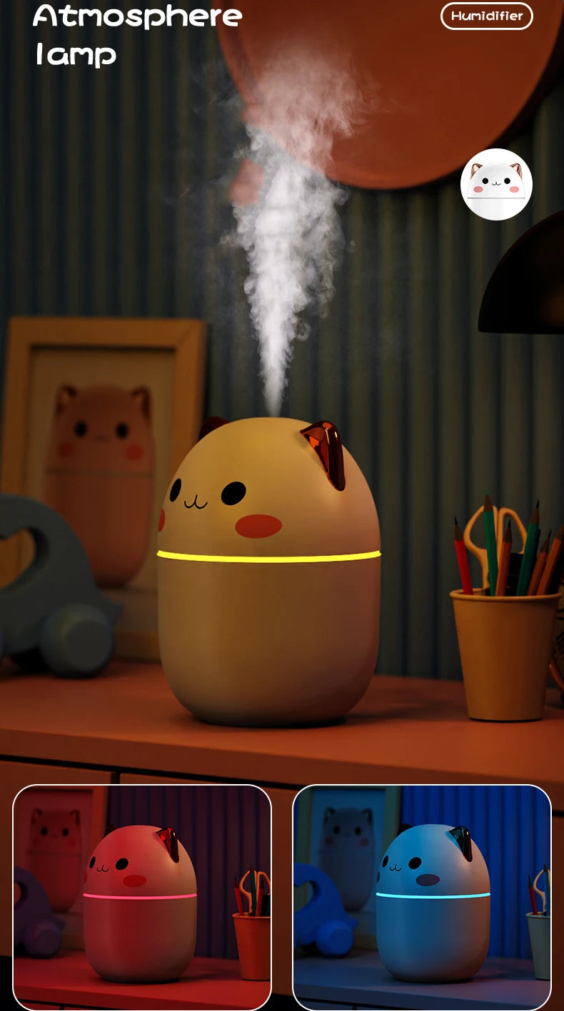 Kawaii 200ml Portable Humidifier with Night Light and Aroma Diffuser