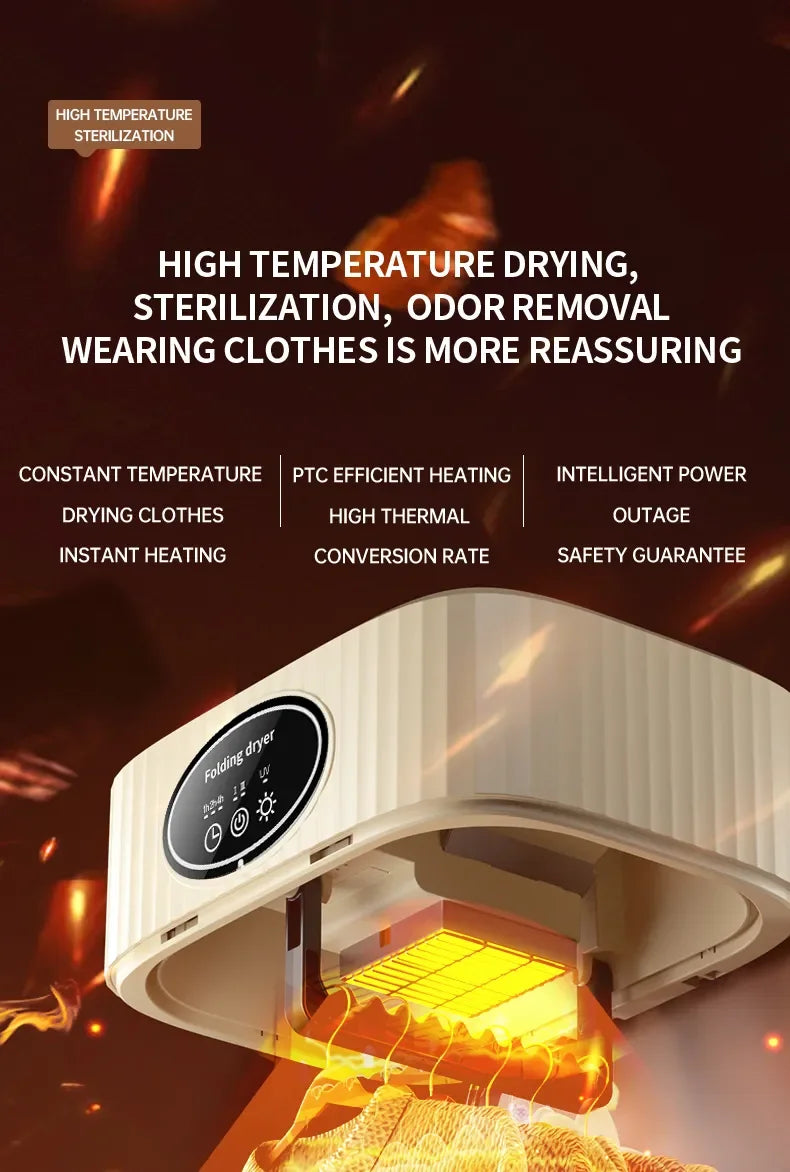 600W Portable Electric Clothes Dryer with Timer – Foldable for Home and Travel (220V)