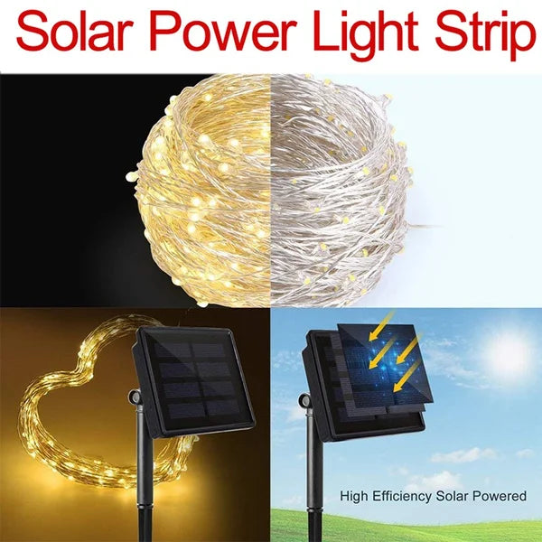 LED Solar Garden Lights - Waterproof Fairy String Lights with Flashing Effect for Christmas, Patio, Tree or Party - 6m / 12m / 23m / 33m