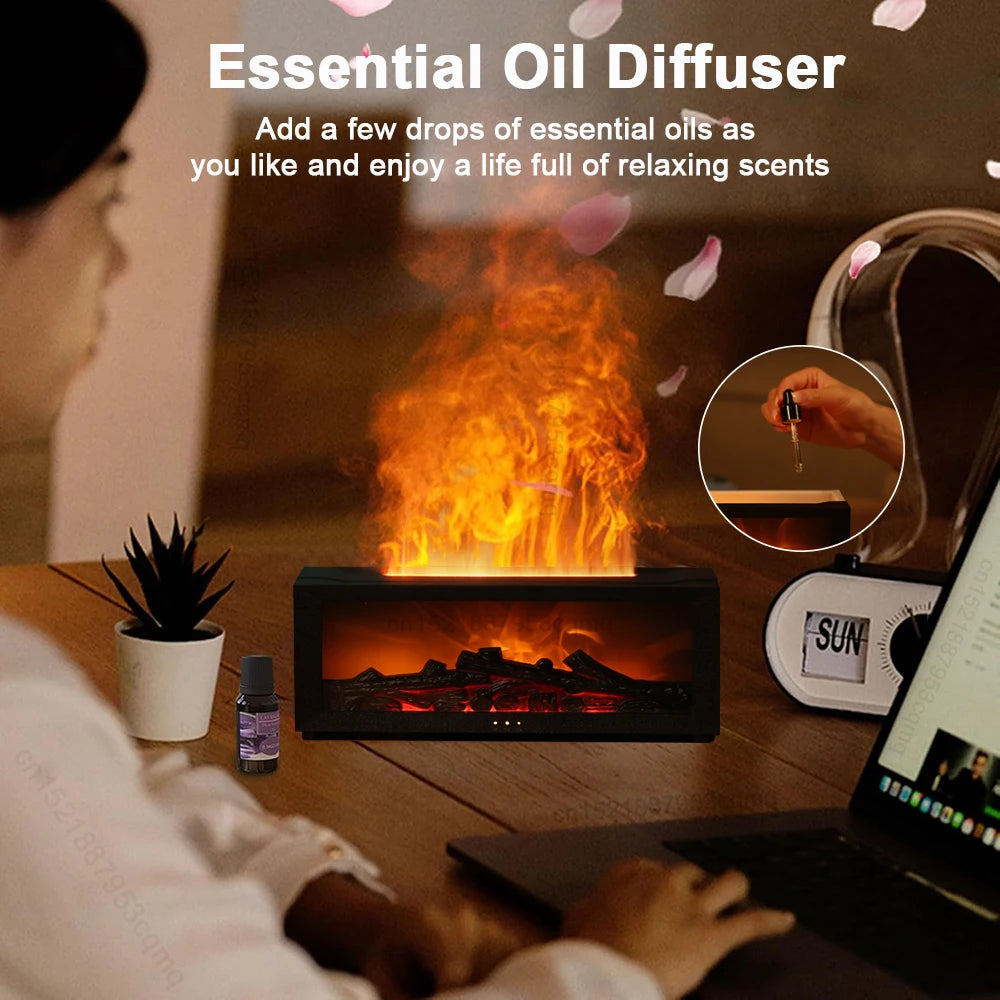 Ultrasonic Aroma Humidifier with LED Flame and Remote Control