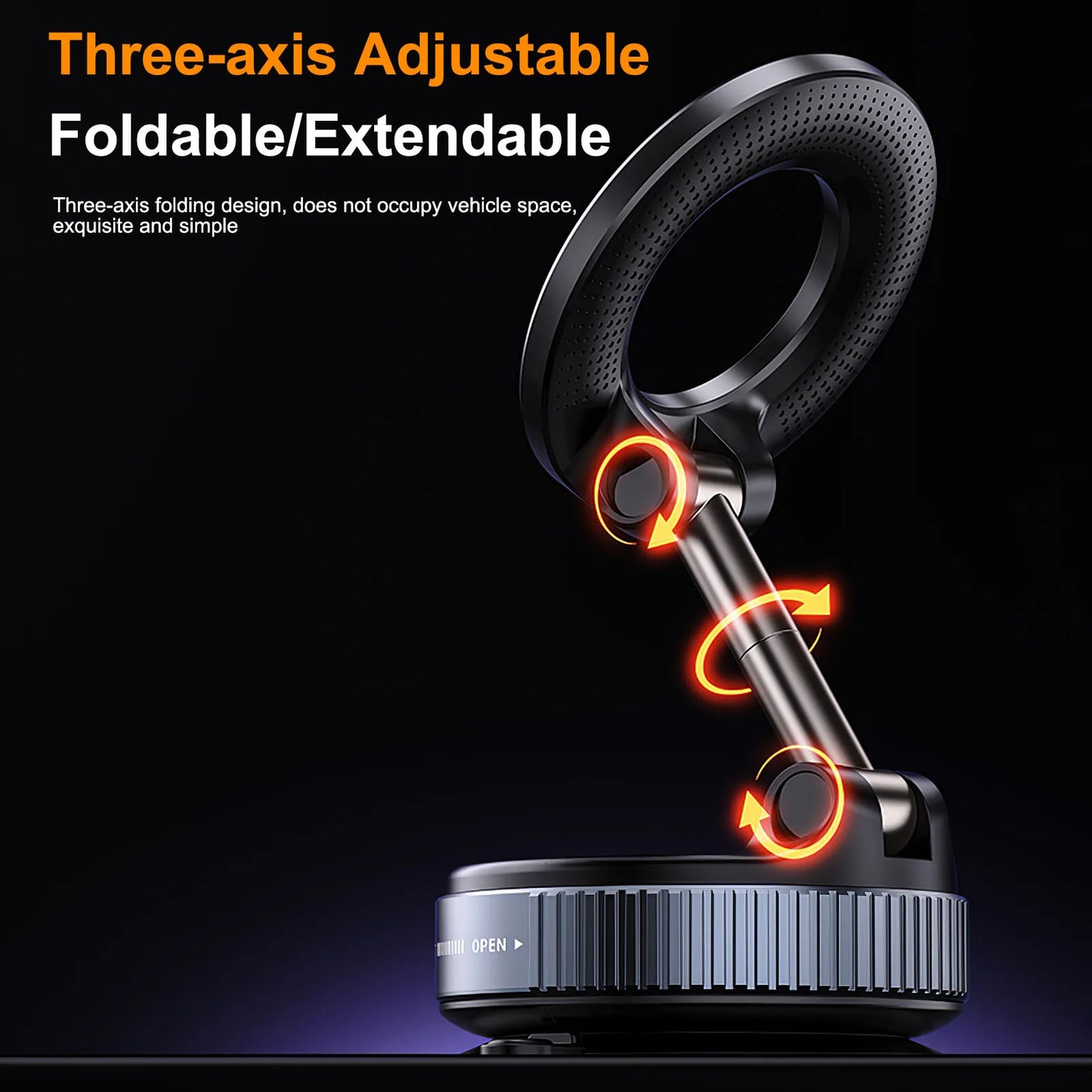 Foldable Electric Magnetic Car Mount with Powerful Suction – Compatible with iPhone 12 to 16 | Ideal for Recording and Streaming