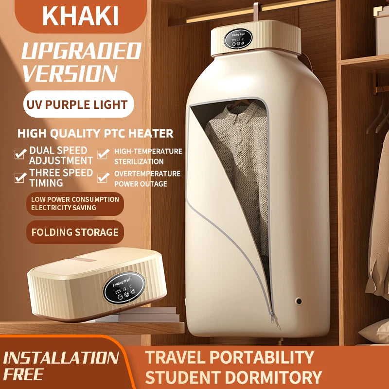 600W Portable Electric Clothes Dryer with Timer – Foldable for Home and Travel (220V)