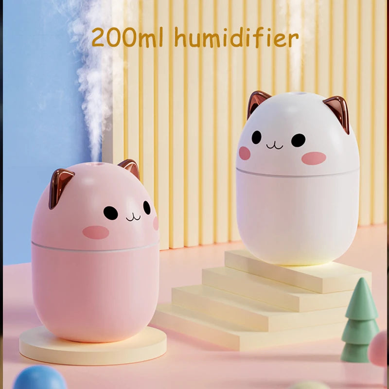 Kawaii 200ml Portable Humidifier with Night Light and Aroma Diffuser