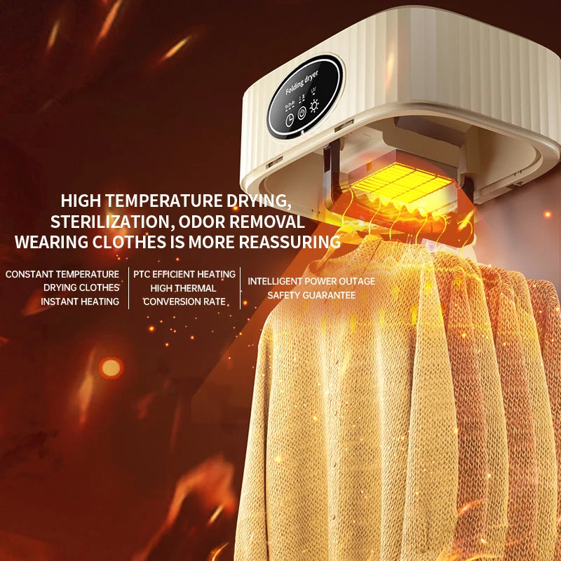 600W Portable Electric Clothes Dryer with Timer – Foldable for Home and Travel (220V)