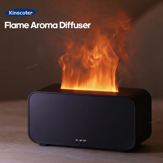 Difusor Aromático Ultrasónico con Luz LED y Efecto Llama | Kinscoter