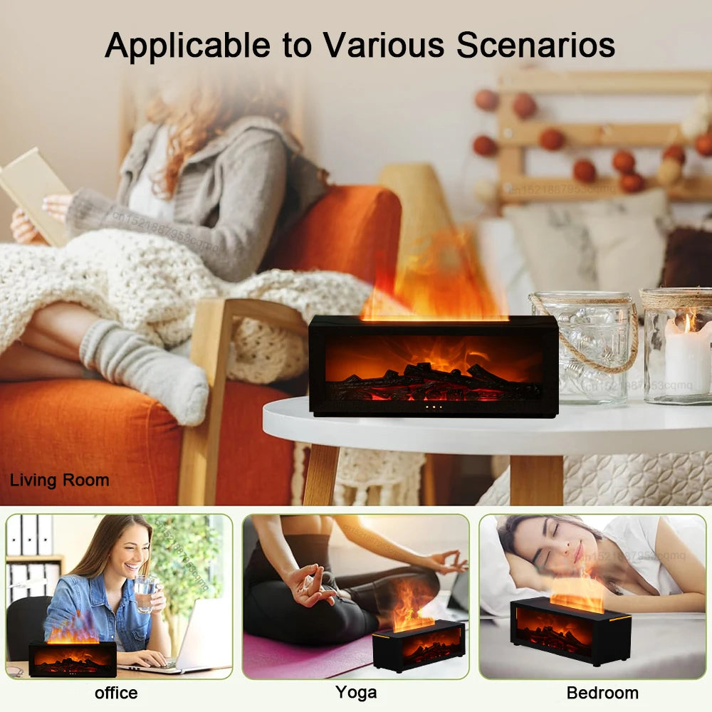 Ultrasonic Aroma Humidifier with LED Flame and Remote Control