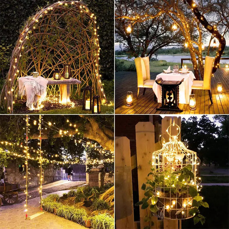 LED Solar Garden Lights - Waterproof Fairy String Lights with Flashing Effect for Christmas, Patio, Tree or Party - 6m / 12m / 23m / 33m