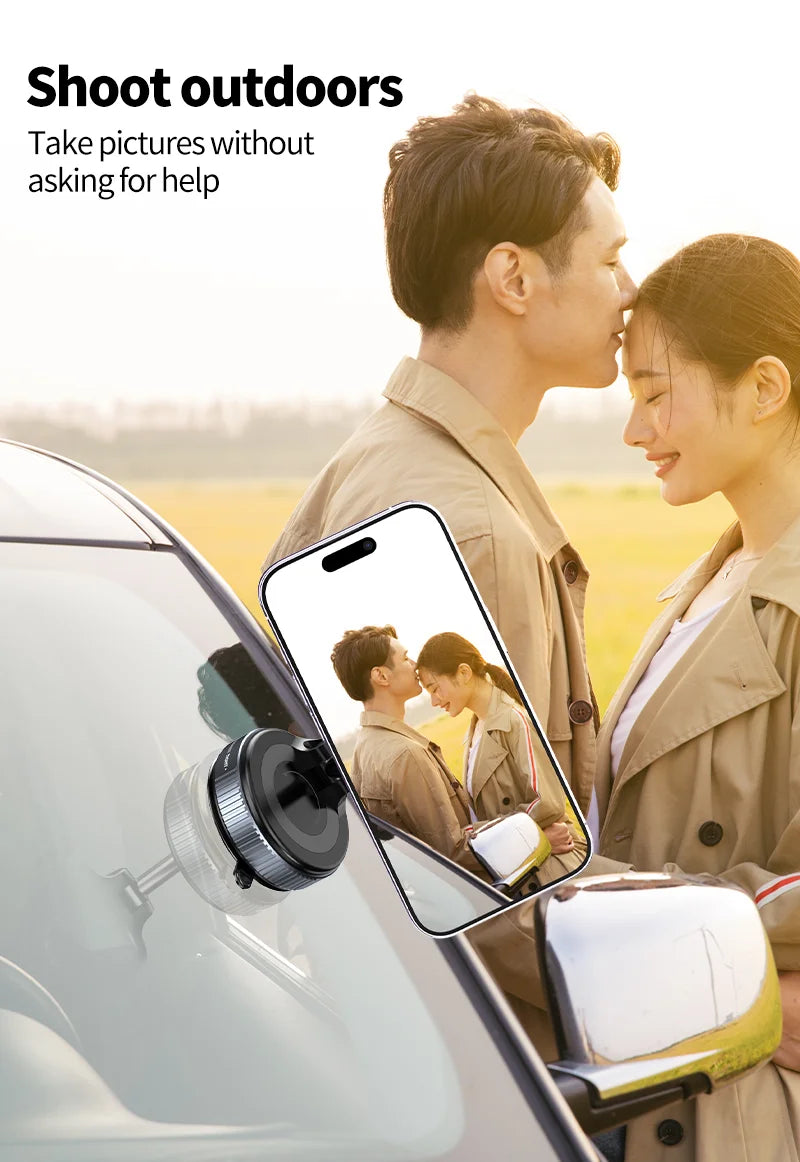 Foldable Electric Magnetic Car Mount with Powerful Suction – Compatible with iPhone 12 to 16 | Ideal for Recording and Streaming