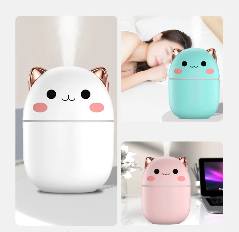Kawaii 200ml Portable Humidifier with Night Light and Aroma Diffuser