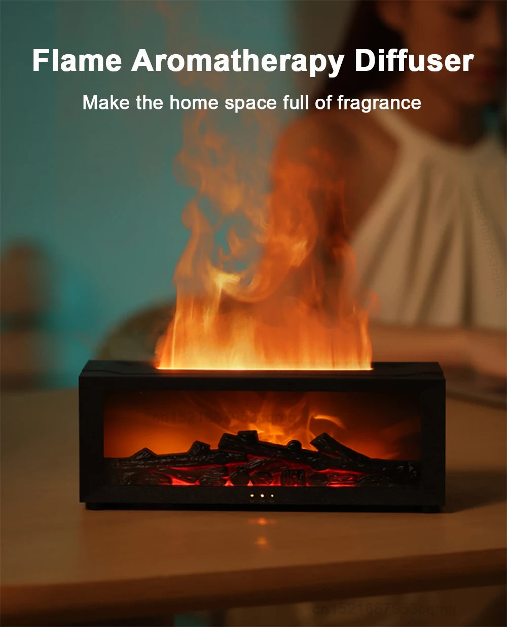 Ultrasonic Aroma Humidifier with LED Flame and Remote Control