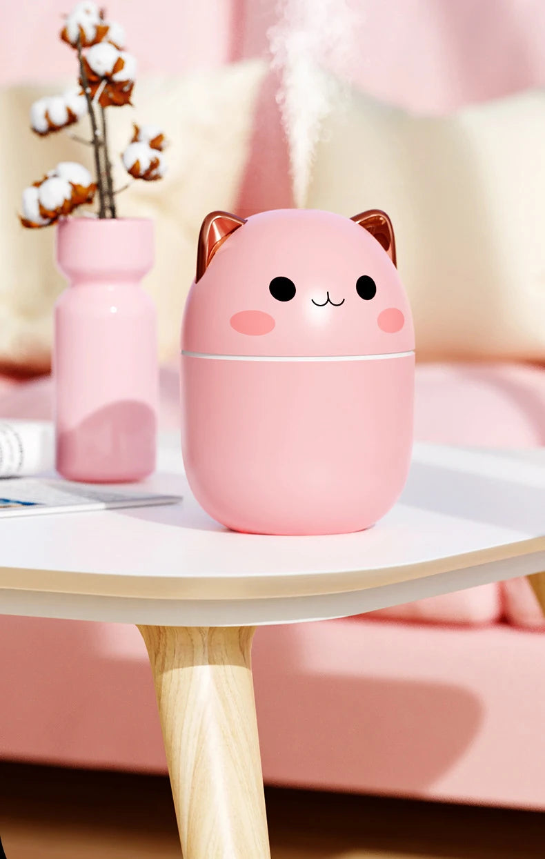 Kawaii 200ml Portable Humidifier with Night Light and Aroma Diffuser