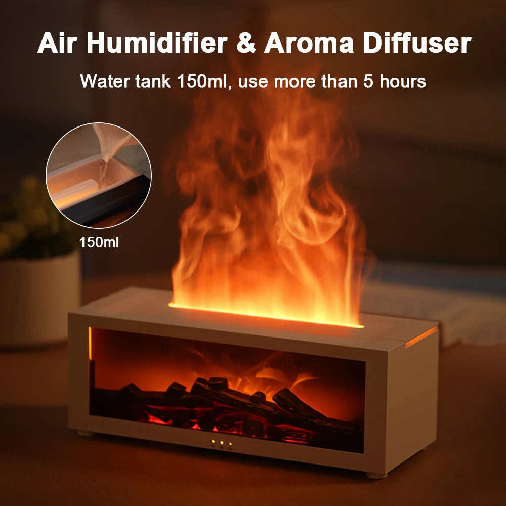 Ultrasonic Aroma Humidifier with LED Flame and Remote Control