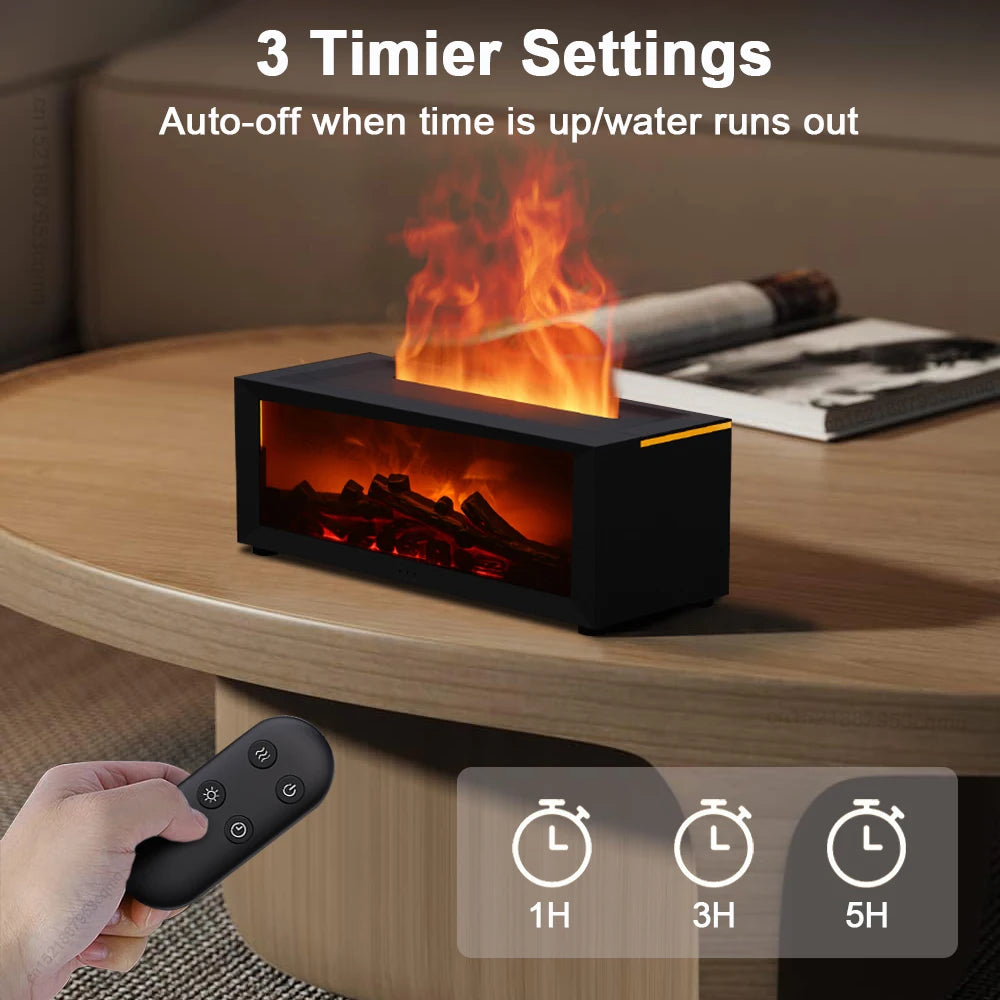 Ultrasonic Aroma Humidifier with LED Flame and Remote Control
