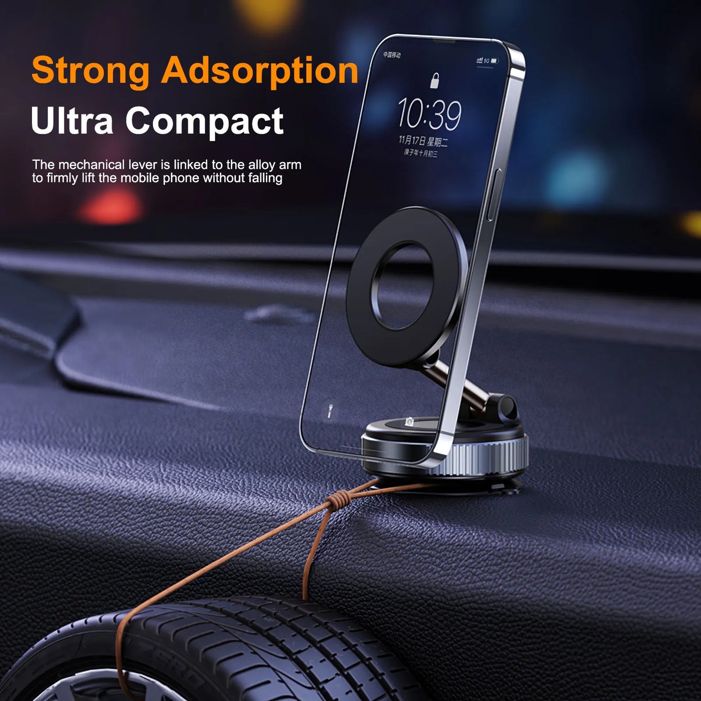 Foldable Electric Magnetic Car Mount with Powerful Suction – Compatible with iPhone 12 to 16 | Ideal for Recording and Streaming