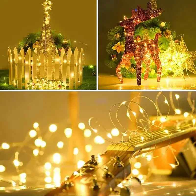 LED Solar Garden Lights - Waterproof Fairy String Lights with Flashing Effect for Christmas, Patio, Tree or Party - 6m / 12m / 23m / 33m