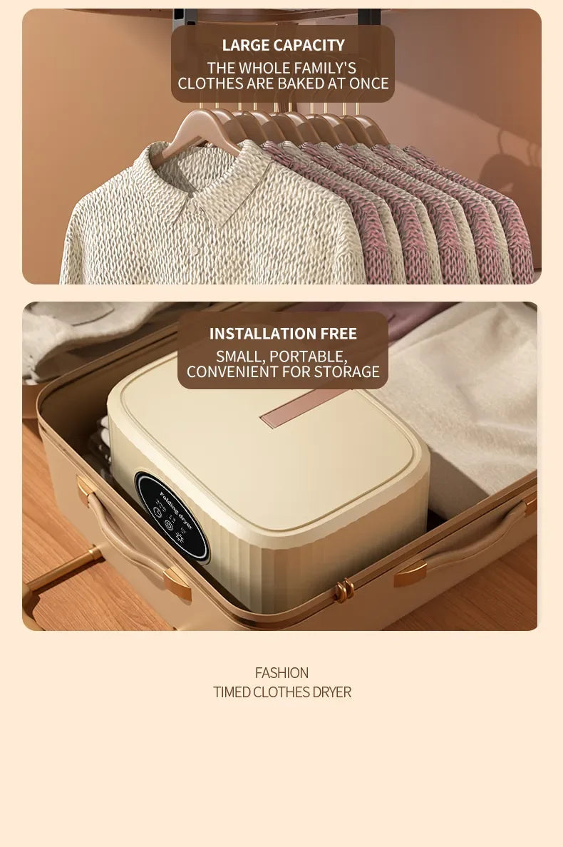 600W Portable Electric Clothes Dryer with Timer – Foldable for Home and Travel (220V)
