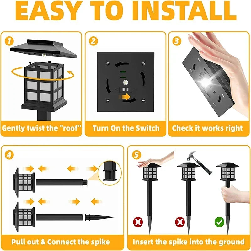 2/4/6/8 Pack Solar LED Pathway Lights Outdoor Waterproof Decorative Garden Lights Landscape Street Lamp for Patio Driveway Yard