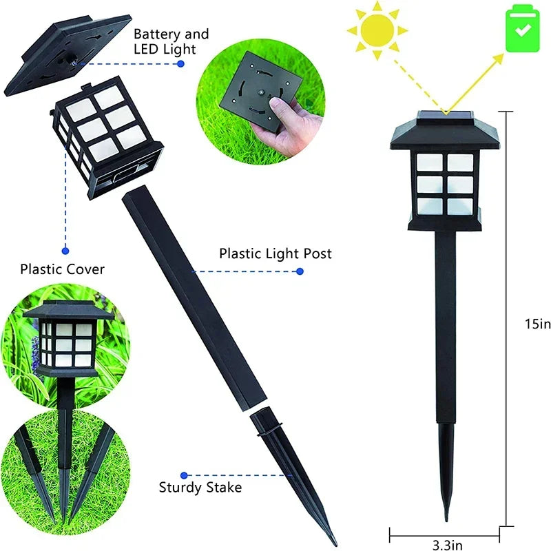 2/4/6/8 Pack Solar LED Pathway Lights Outdoor Waterproof Decorative Garden Lights Landscape Street Lamp for Patio Driveway Yard