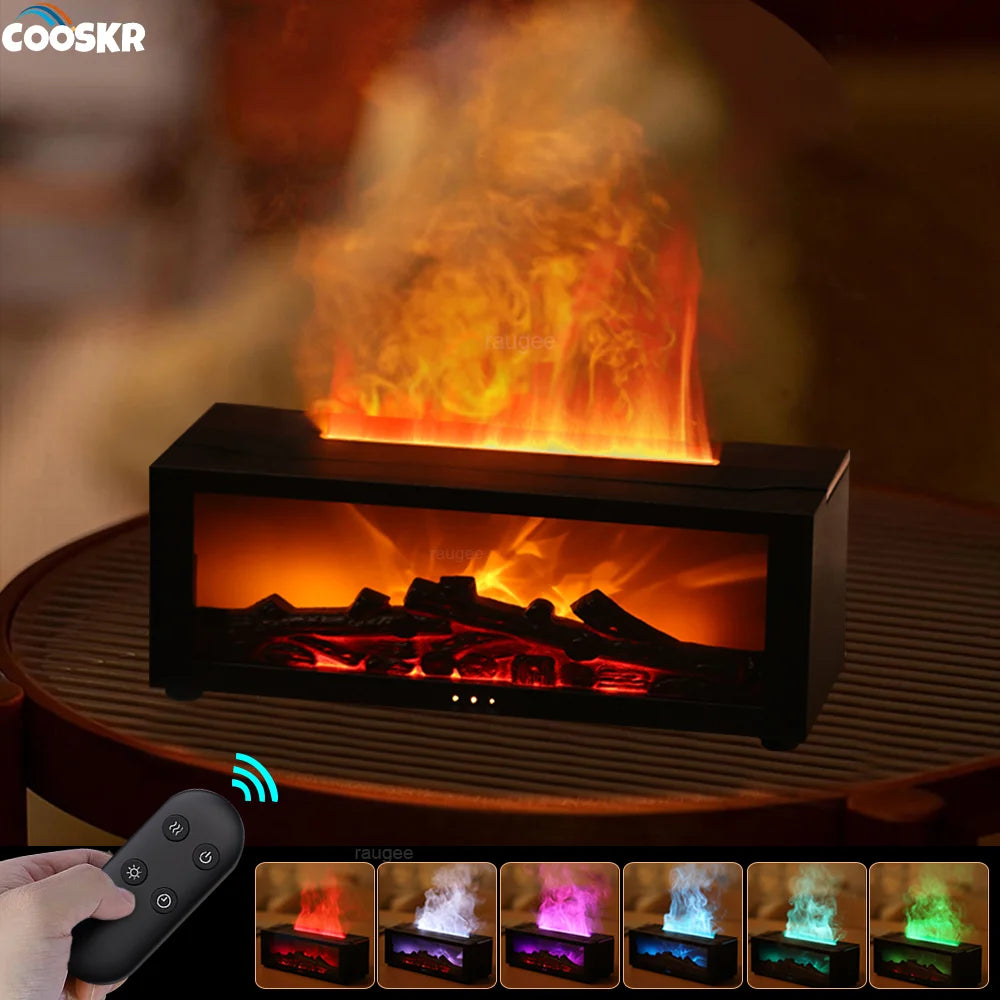 Ultrasonic Aroma Humidifier with LED Flame and Remote Control