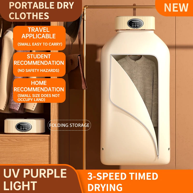 600W Portable Electric Clothes Dryer with Timer – Foldable for Home and Travel (220V)