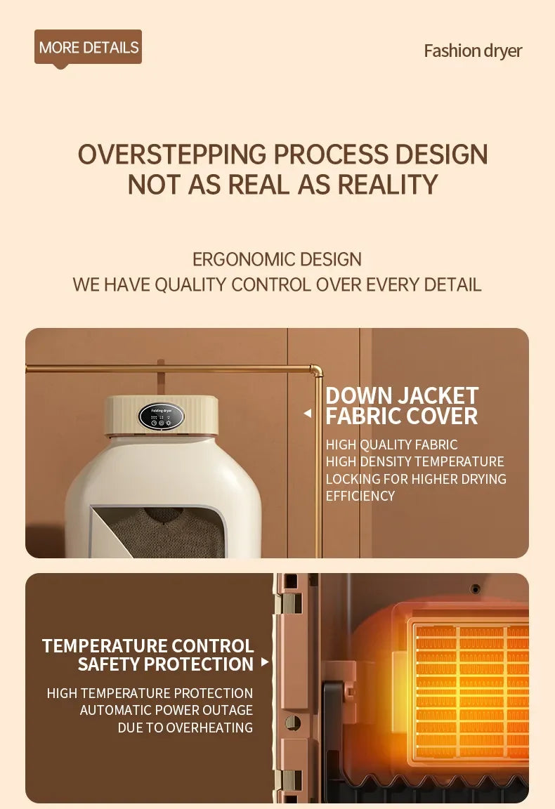 600W Portable Electric Clothes Dryer with Timer – Foldable for Home and Travel (220V)