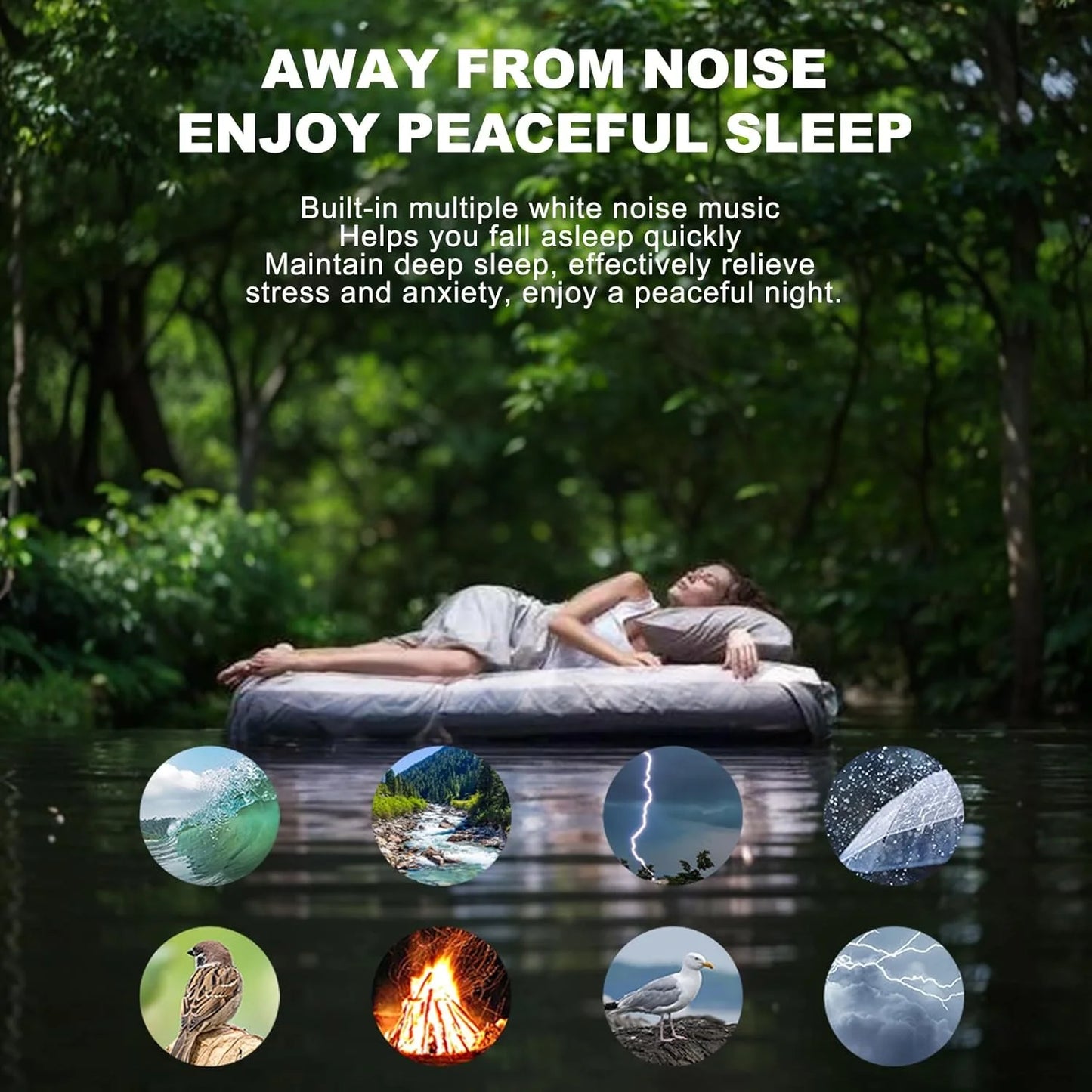3-in-1 Diffuser with Flame, White Noise and Bluetooth – Ideal for Nighttime Rest