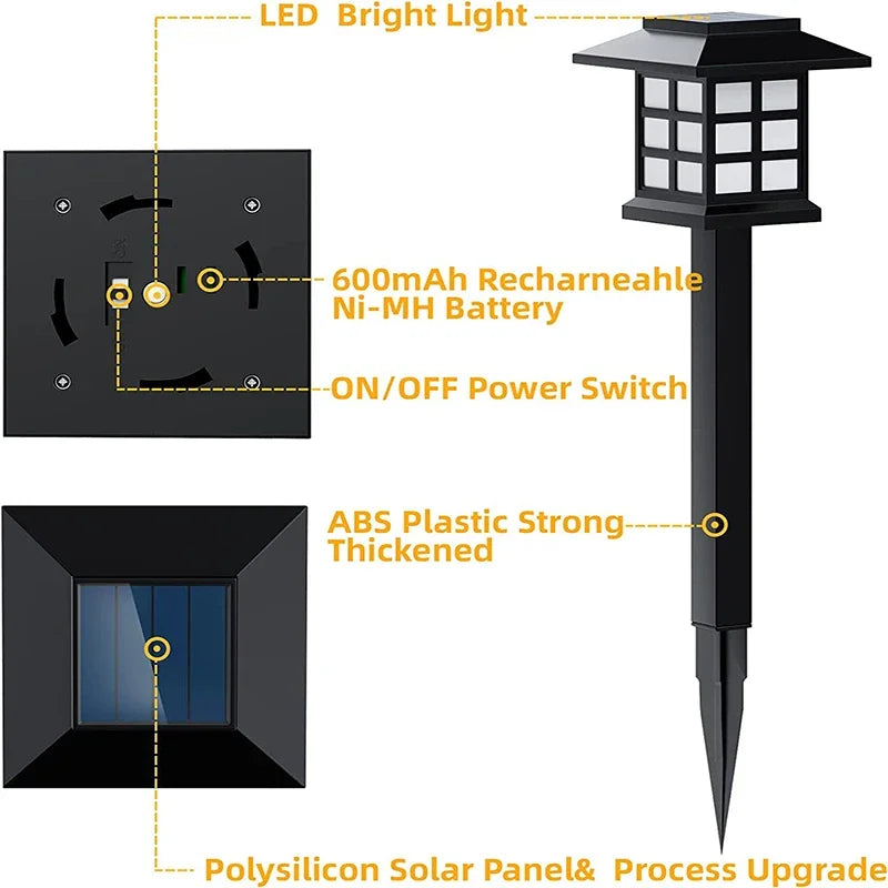 2/4/6/8 Pack Solar LED Pathway Lights Outdoor Waterproof Decorative Garden Lights Landscape Street Lamp for Patio Driveway Yard